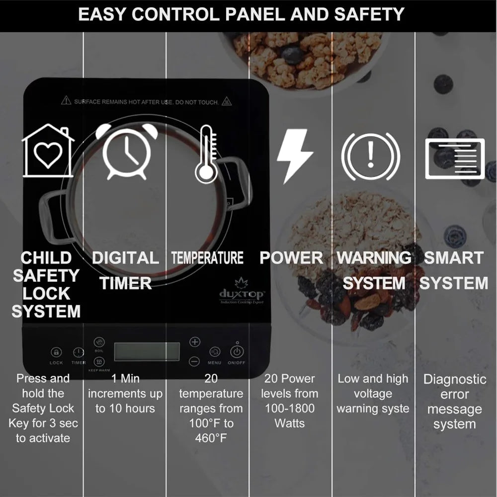 Duxtop Portable Induction Cooktop 1800W LCD Sensor Touch Burner