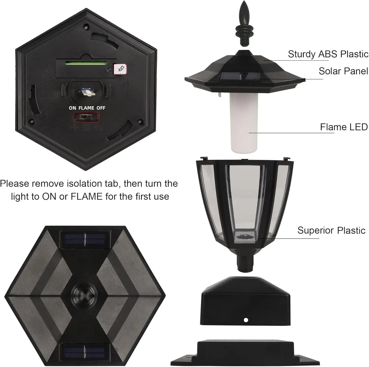 SZRSTH Waterproof Outdoor Solar Flame Post Light For Wooden Posts