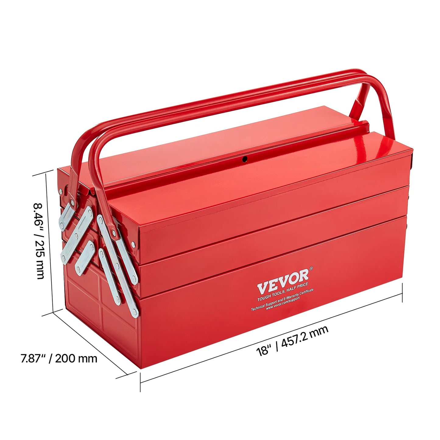 SucceBuy 3-Tier 5-Tray Tool Box Cantilever Portable With Handle