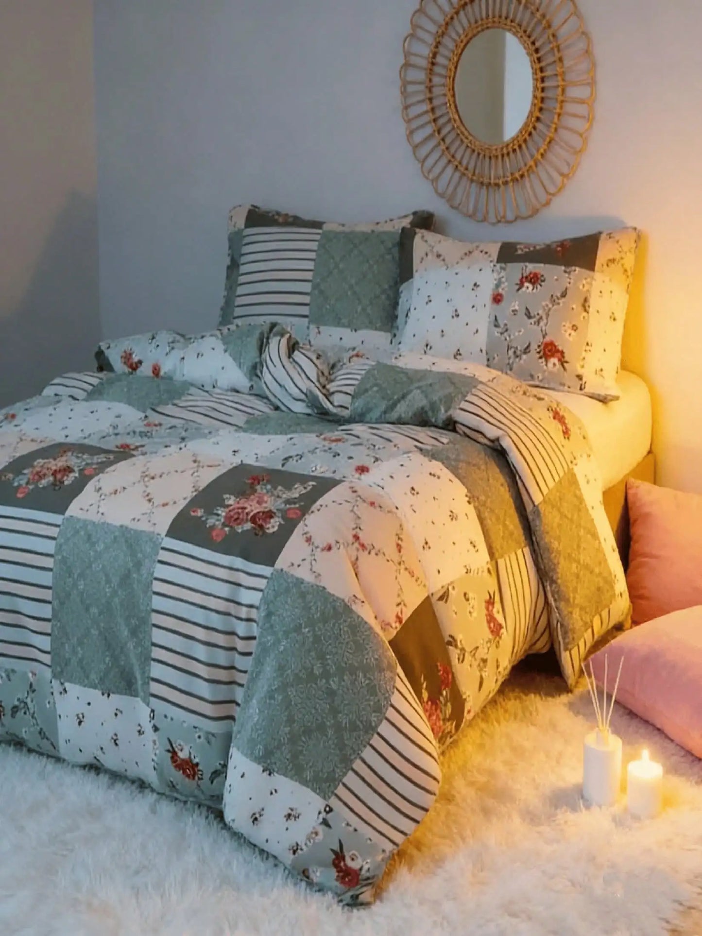 Soft Floral Patchwork Duvet Cover Set
