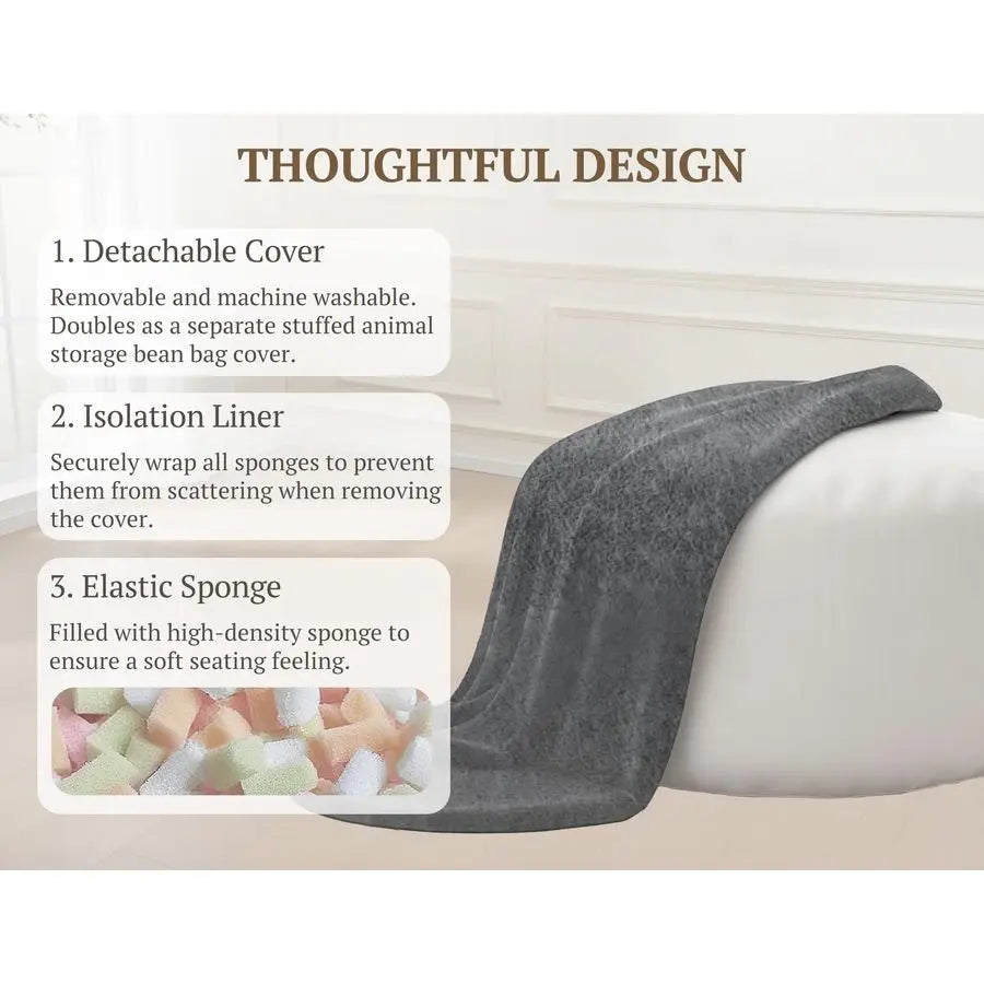 Lux Velvet Bean Bag Chair With Removable Cover Memory Foam
