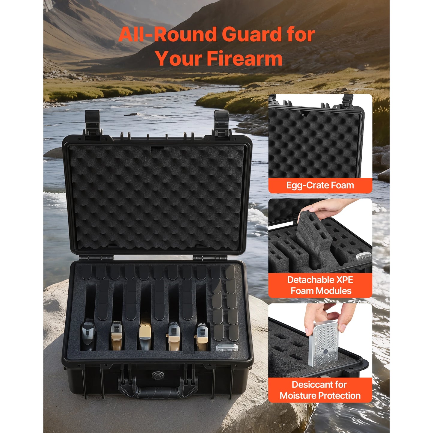 Hard Pistol Case With XPE Foam Lining Waterproof