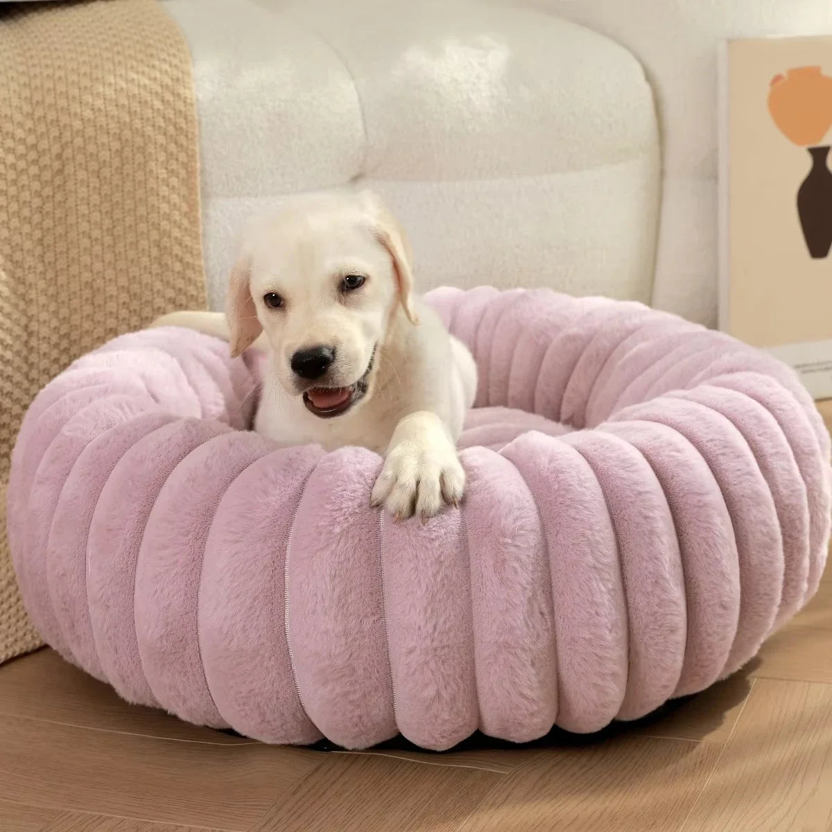 NONECN Round Pet Bed for Dogs and Cats Plush Winter