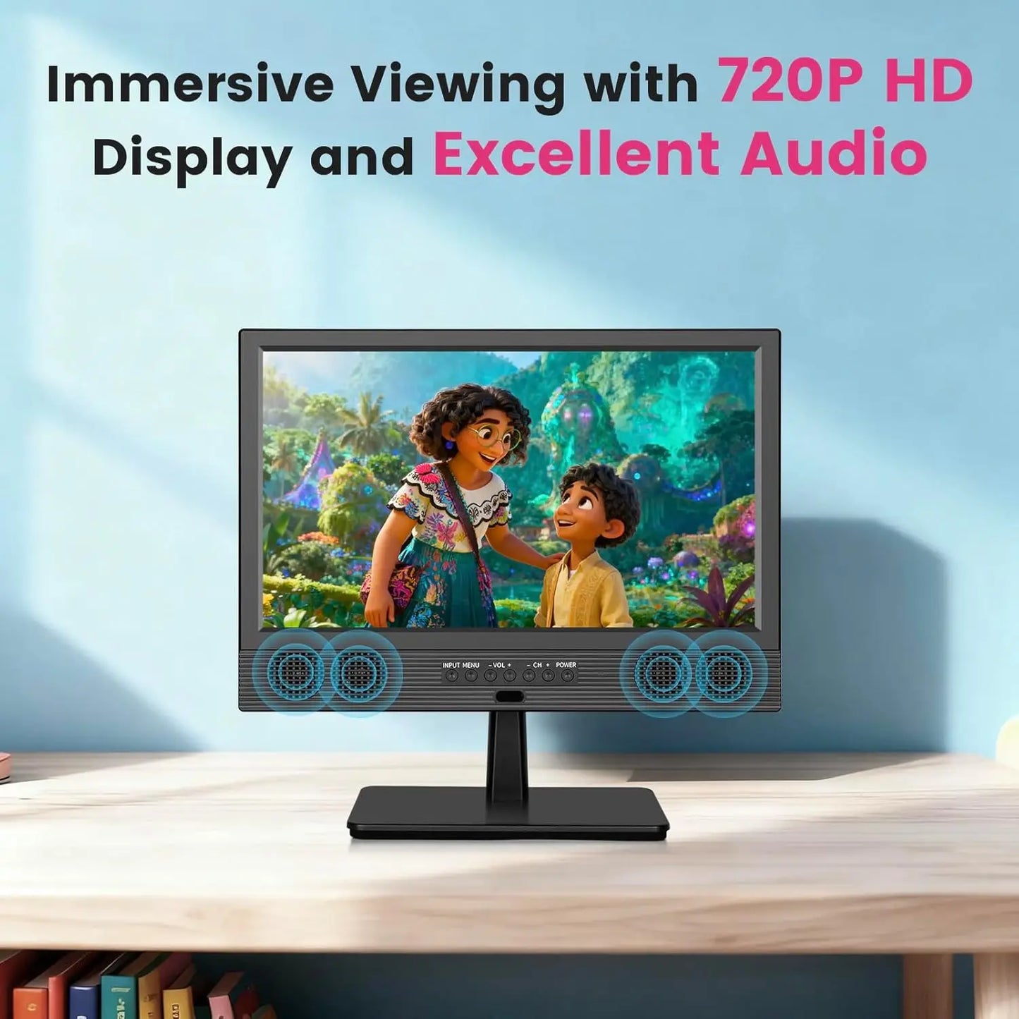 Portable Smart TV With HD Screen Built-In Apps HDMI USB