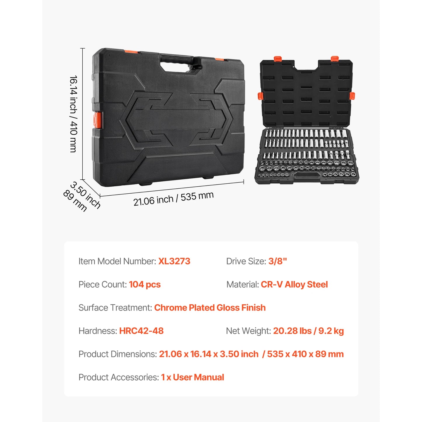 SucceBuy 86 Piece Socket Set SAE And Metric With Ratchet