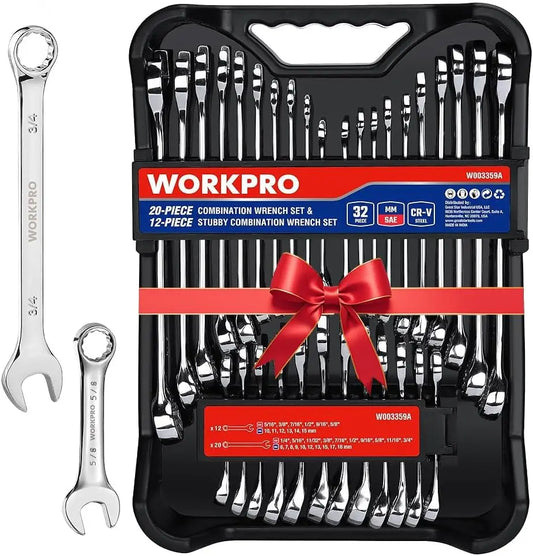 SAE And Metric Wrench Set With Stubby Wrenches And Organizer
