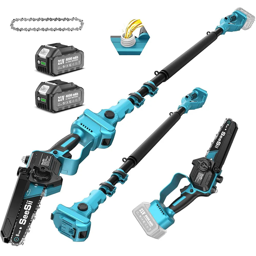 Seesii Brushless Electric Chainsaw With Telescoping Pole Pruning Tool