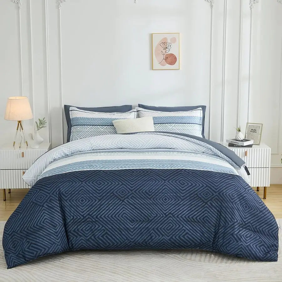 Comforter Set Bed In A Bag Boho Stripe Microfiber Bedding