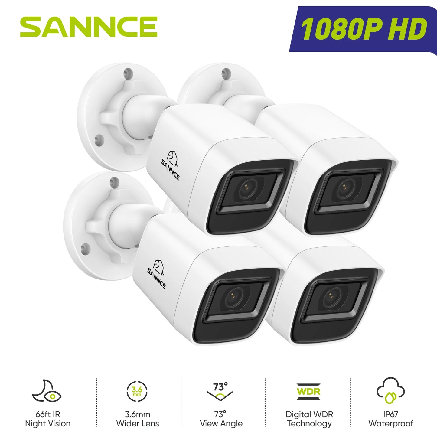 SANNCE 2MP Bullet Security Camera 1080P Night Vision