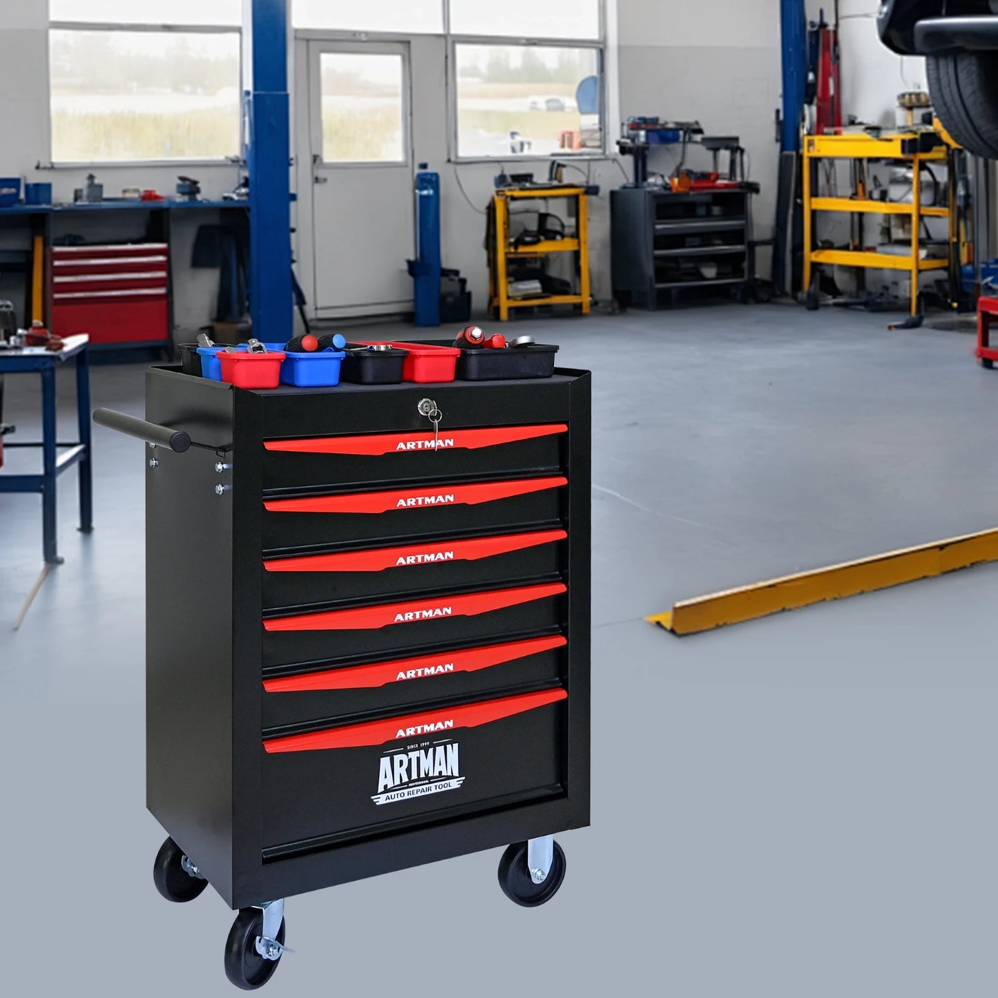 ARTMAN Rolling Metal Tool Chest With 6 Drawers And Slides