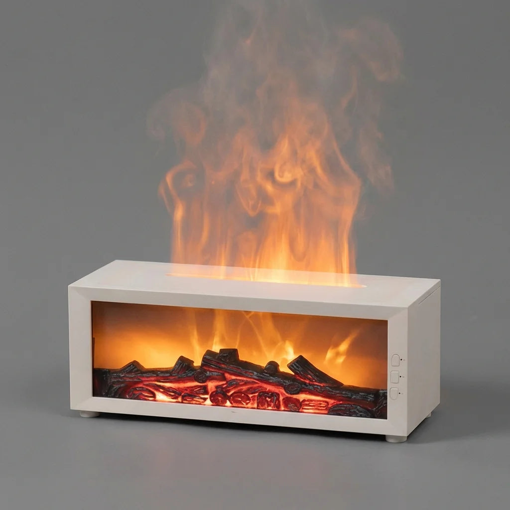 Miflame Quiet Fireplace Ultrasonic Humidifier With Aroma Diffuser LED