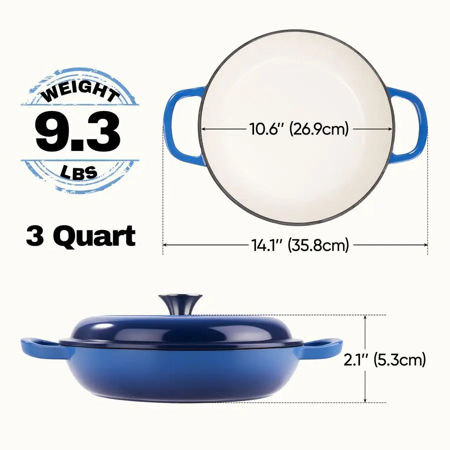 Enameled Cast Iron Braiser With Lid Oven Safe To 500F