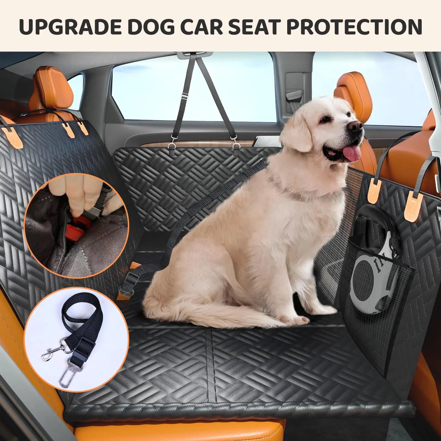 NONECN Car Rear Seat Dog Hammock Cover Hard Bottom Extender