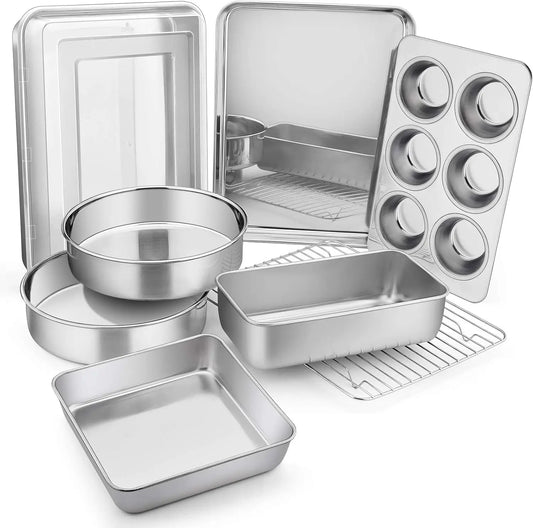 Stainless Steel Baking Pan Set with Lid and Cooling Rack