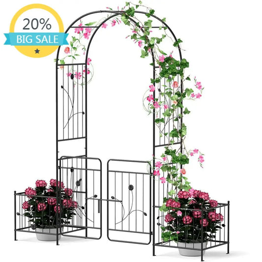 Metal Garden Arbor With Planter Wedding Archway For Outdoor Decor