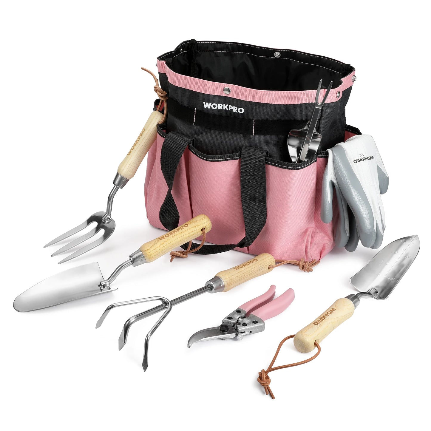 WORKPRO Garden Tool Set With Stainless Steel And Wood Handles