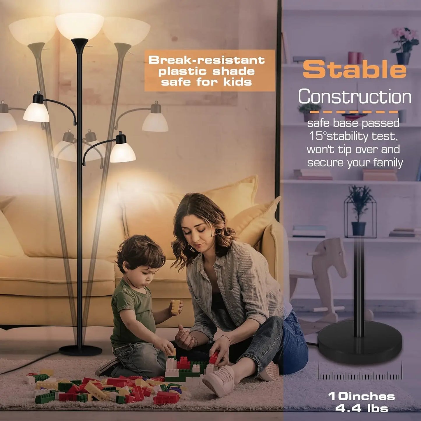 Industrial Style Torchiere Floor Lamp With LED Bulbs