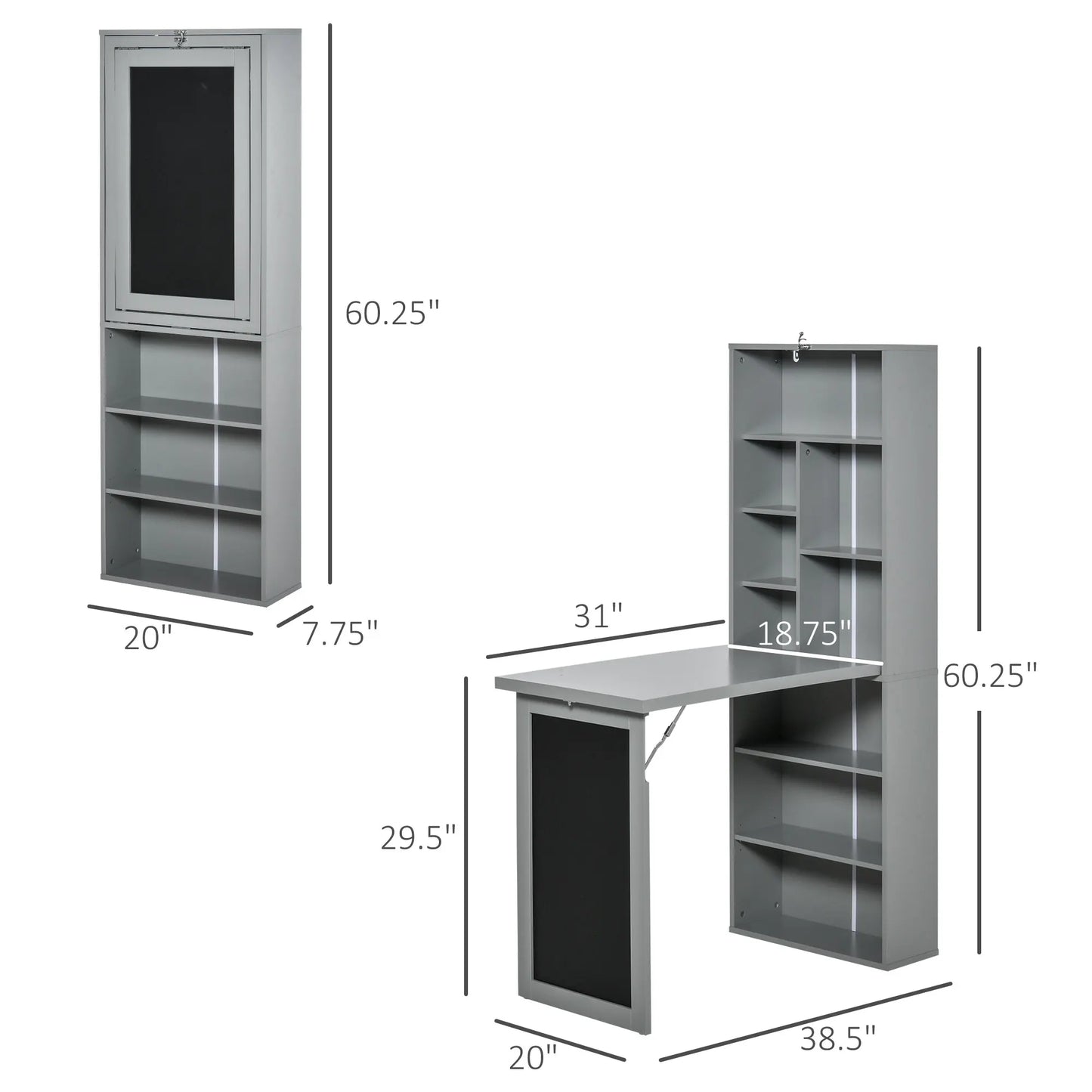 HOMCOM Fold-Out Convertible Computer Desk With Wall Mount