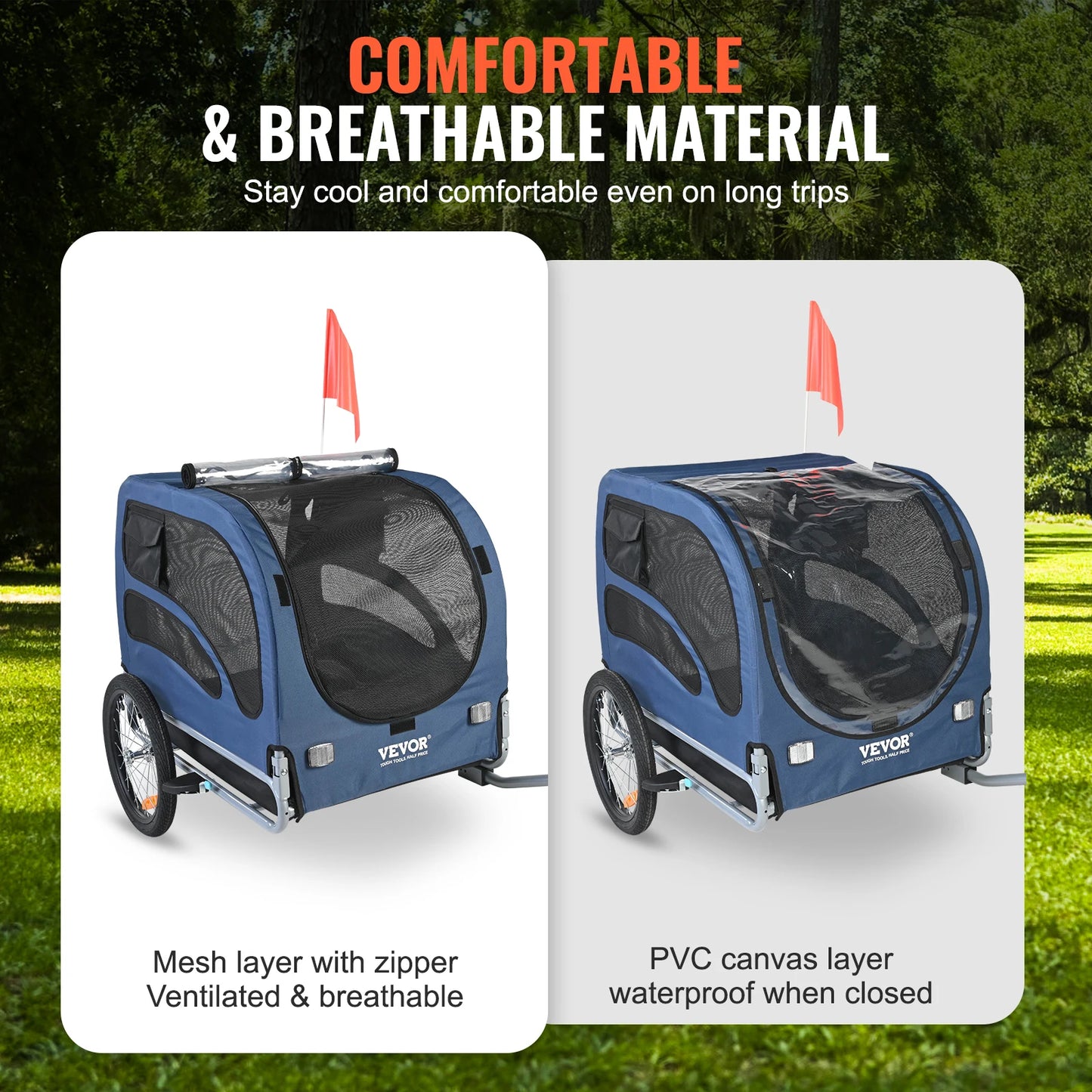 SucceBuy Pet Bike Trailer Carrier For Dogs With Reflectors