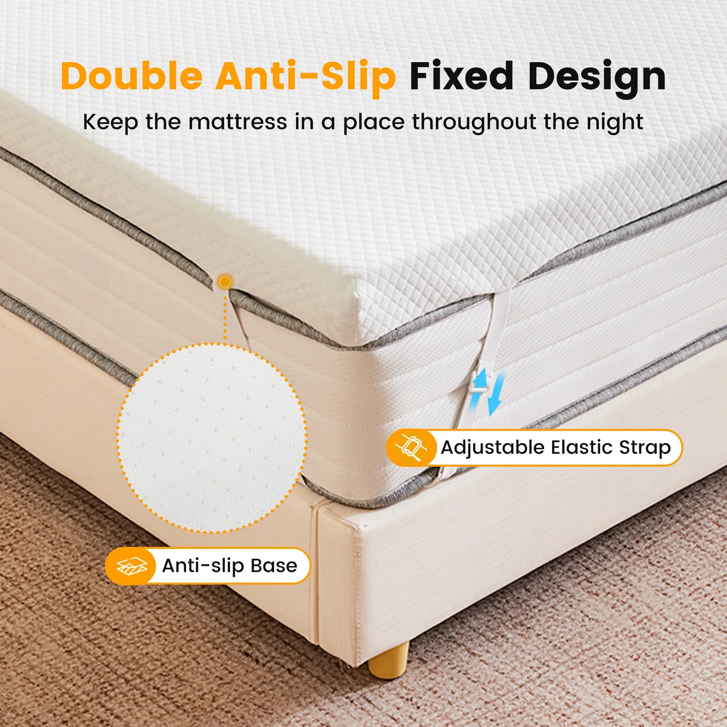 JHK Gel Memory Foam Cooling Mattress Topper Soft And Breathable