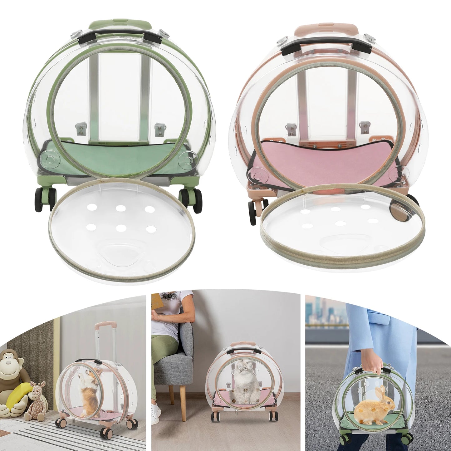 Breathable Cat Carrier With Rolling Wheels
