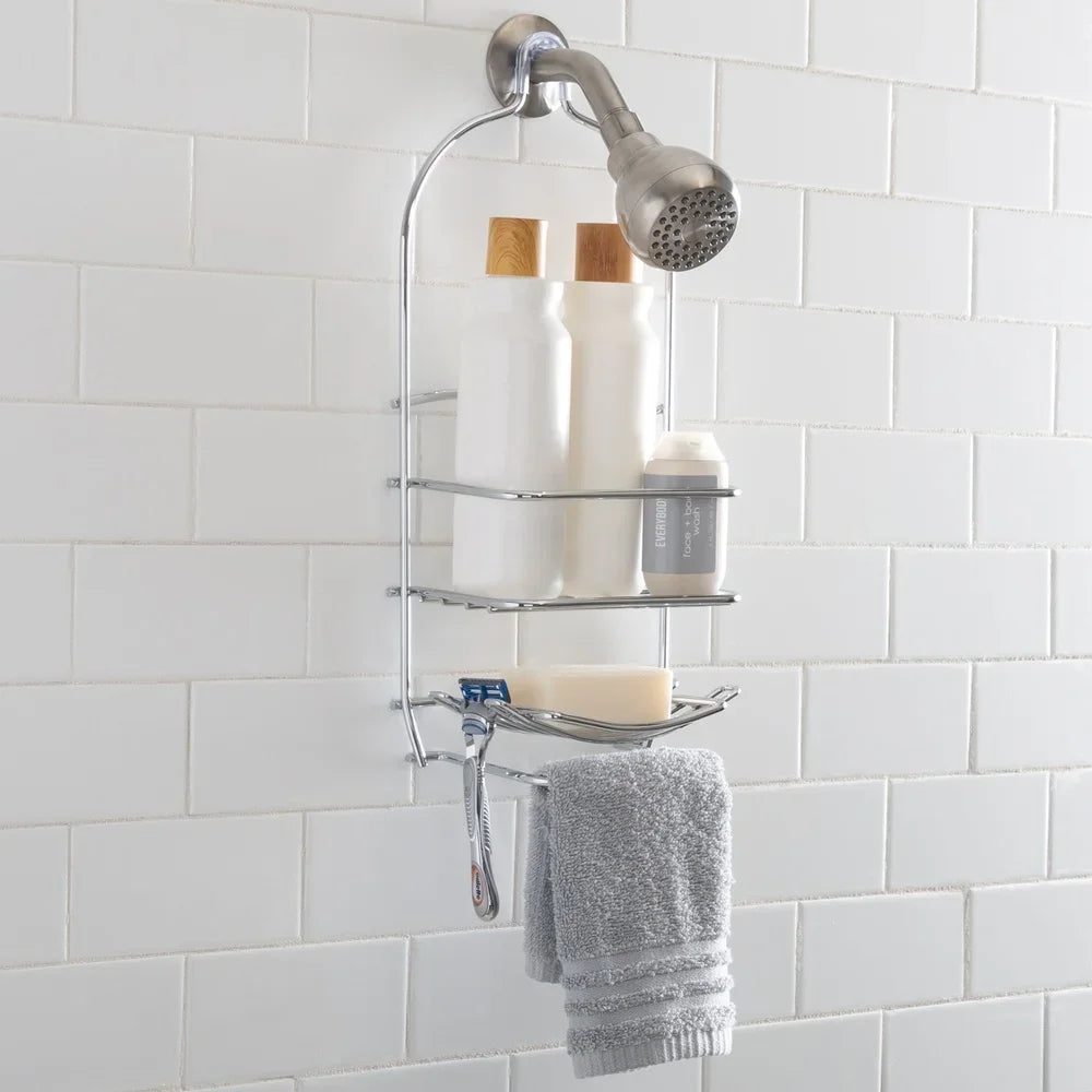 Metal Shower Caddy 3-Tier Storage Organizer With Hooks