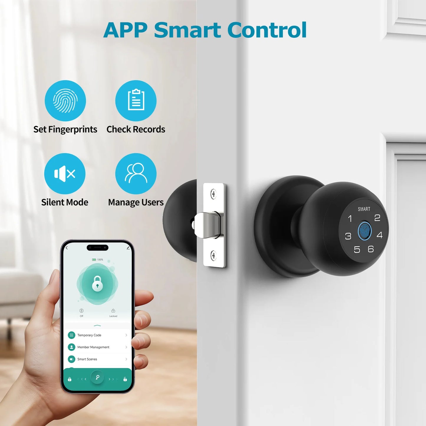 Viladepot Ball Shaped Smart Lock With Fingerprint Bluetooth