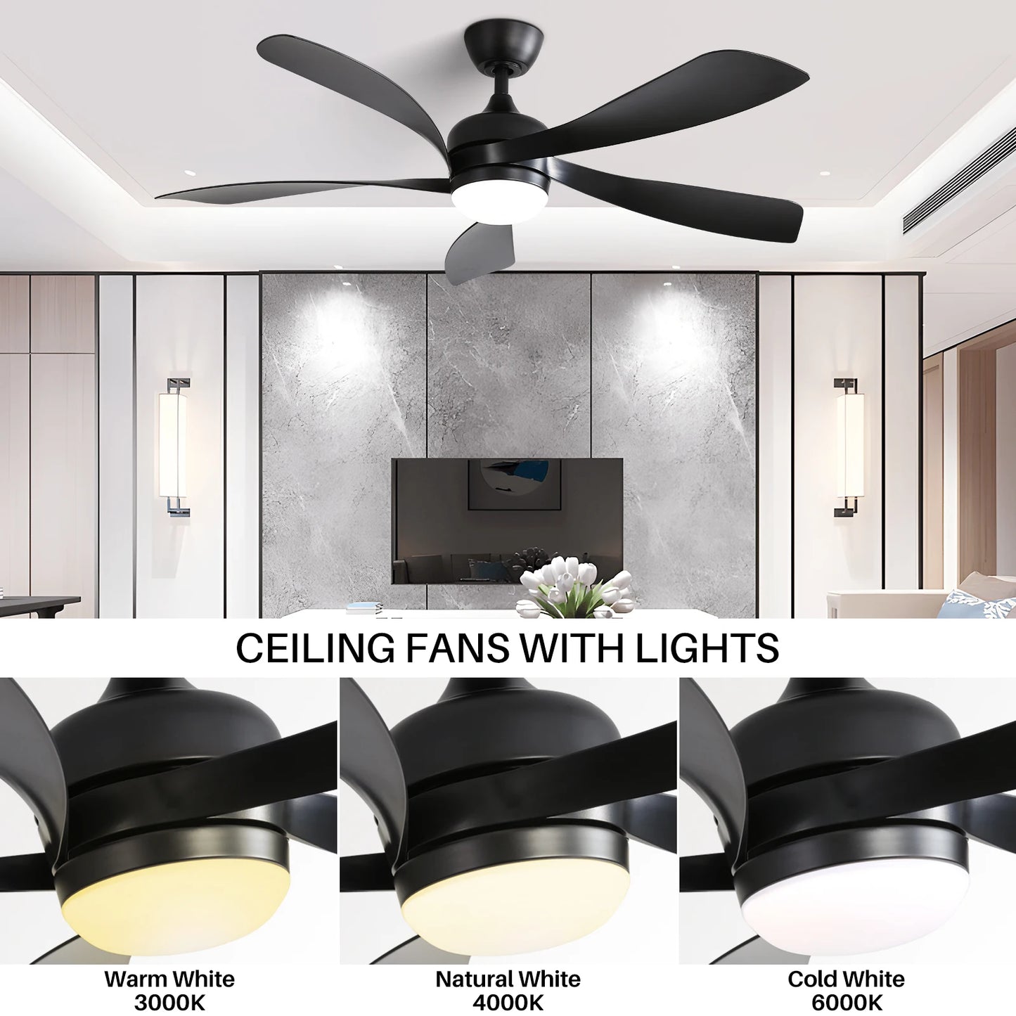 Sofucor Modern Ceiling Fan With LED DC Motor And Remote