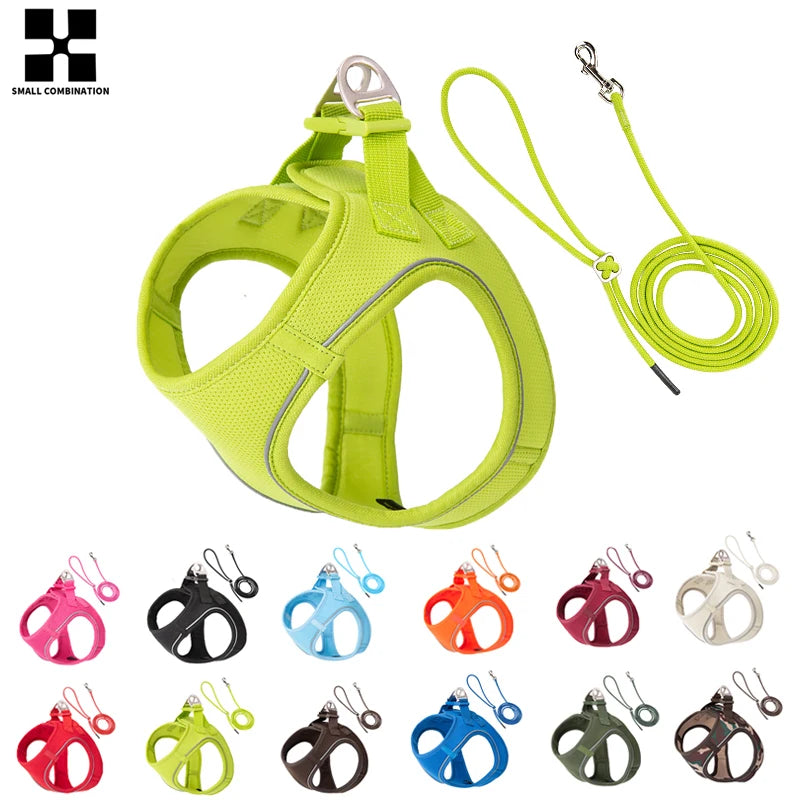 Dog Harness Leash Set Reflective Adjustable For Dogs