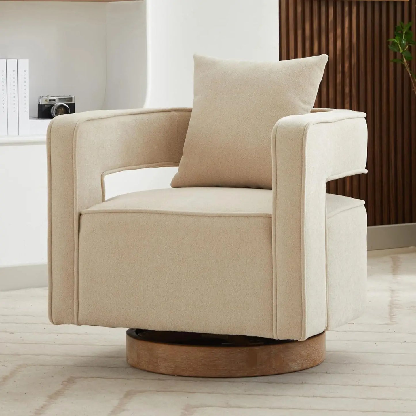 Upholstered Swivel Accent Chair Set Of 2 Open Back Barrel Chair