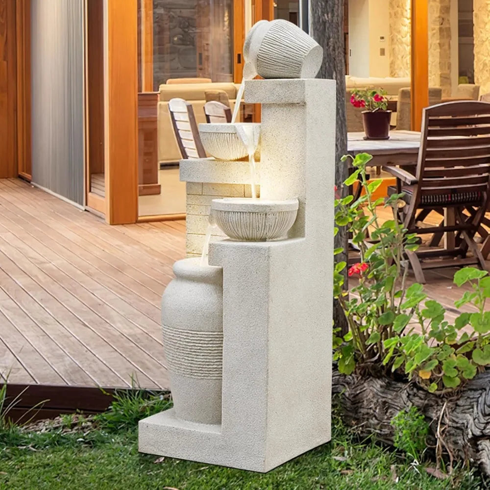DAFIFY Outdoor 4-Tier Water Fountain With LED Lights