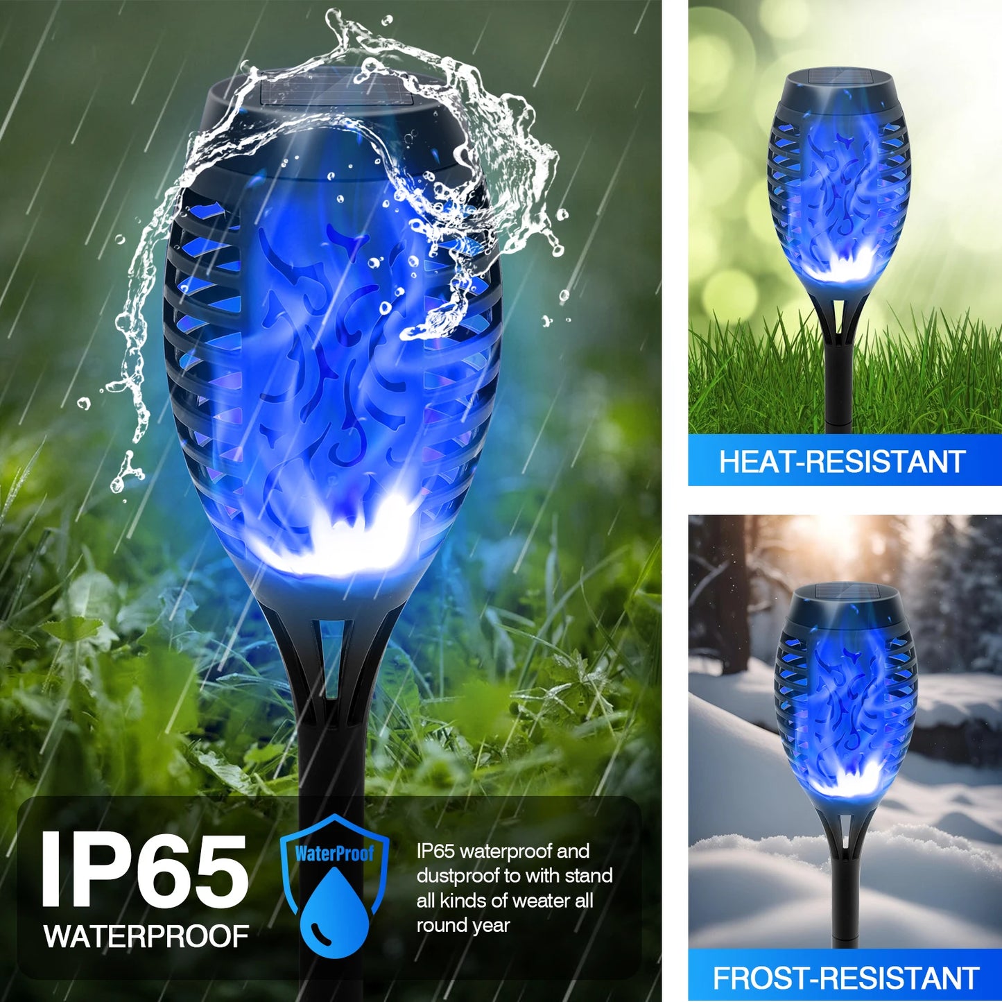 8 Pack Outdoor Solar Torch Lights Flickering Flame Waterproof Decor