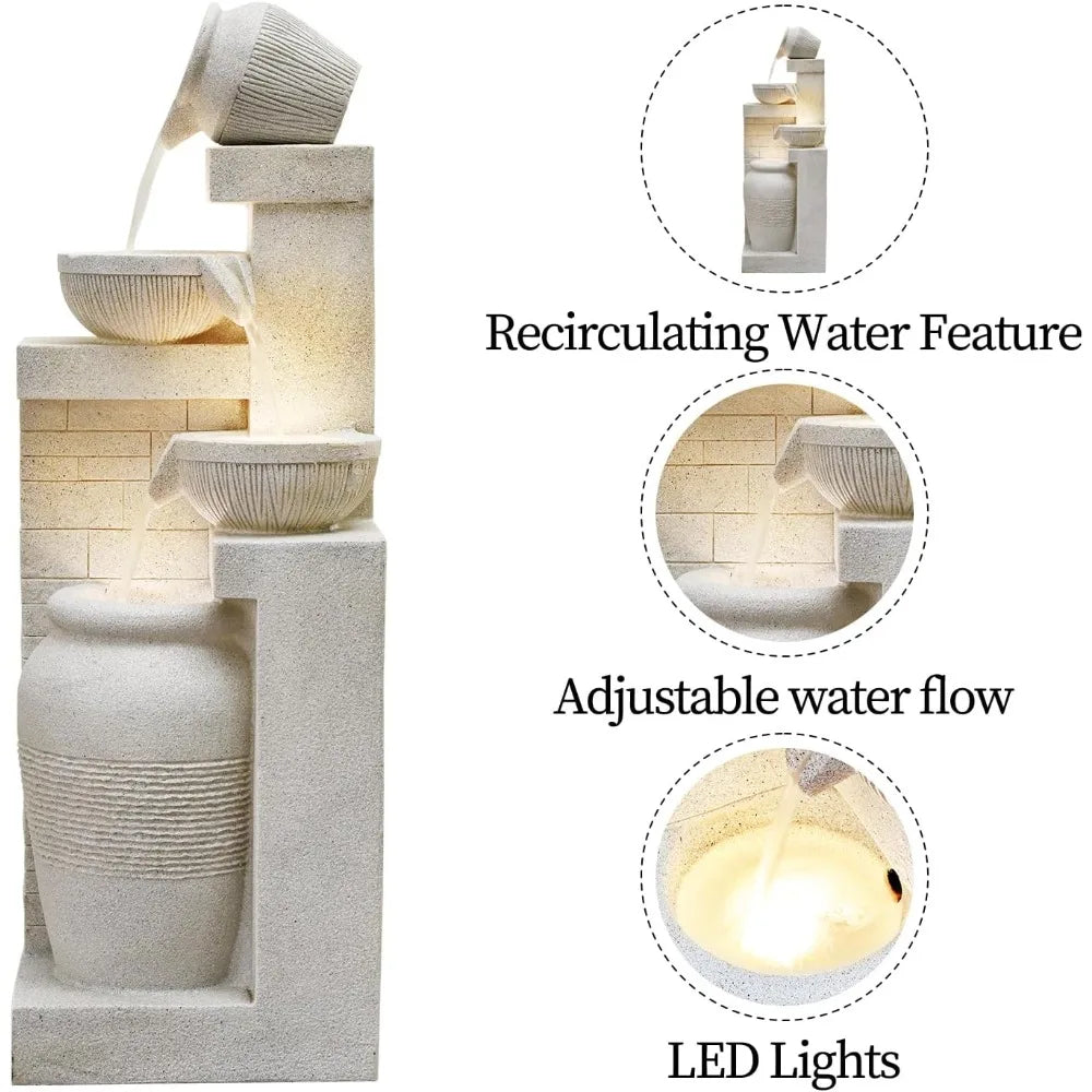 DAFIFY Outdoor 4-Tier Water Fountain With LED Lights