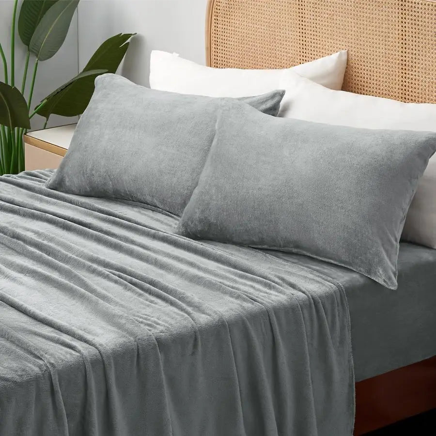 Fleece Sheet Set 4 Piece Super Soft Warm Plush Bedding