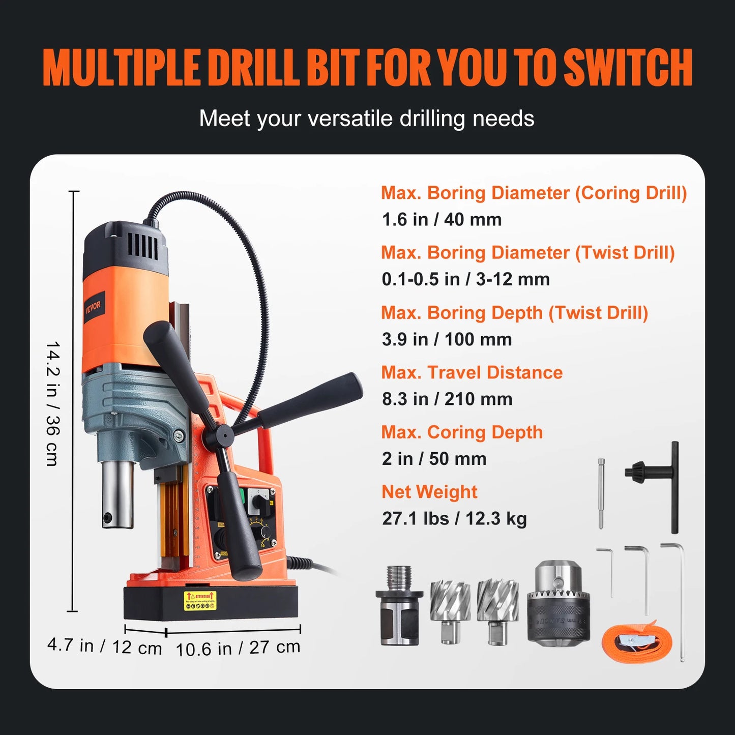 Succebuy 1300W Magnetic Drill Press