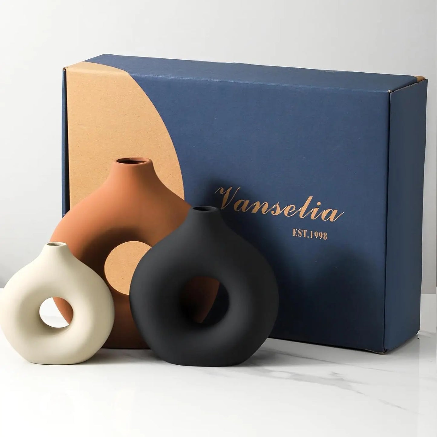 Ceramic Vase Set for Modern Farmhouse Home Decor Collection