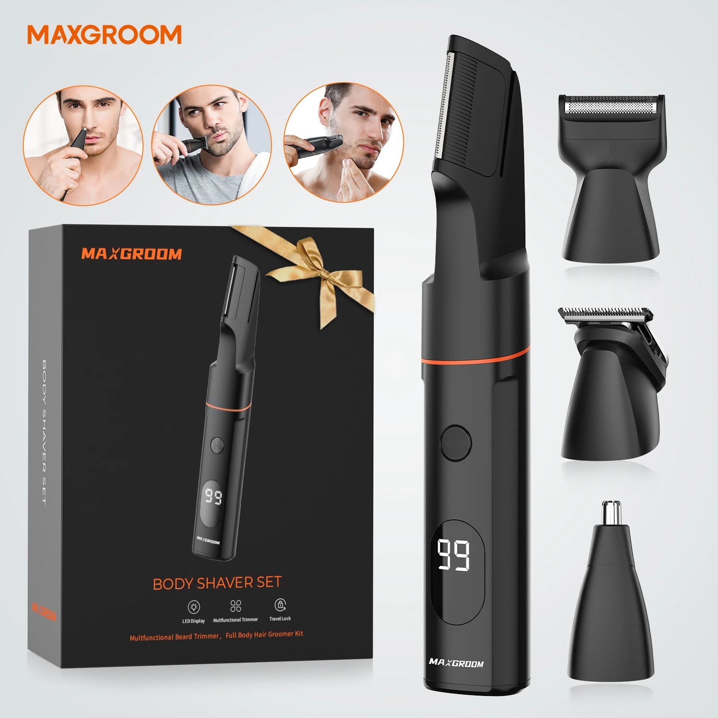 MAXGROOM Four In 1 Body Grooming Shaver Kit For Men