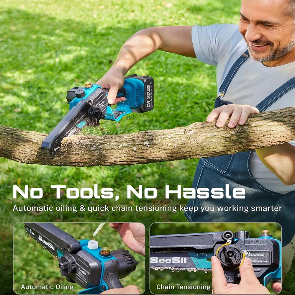 Seesii Brushless Electric Chainsaw With Telescoping Pole Pruning Tool