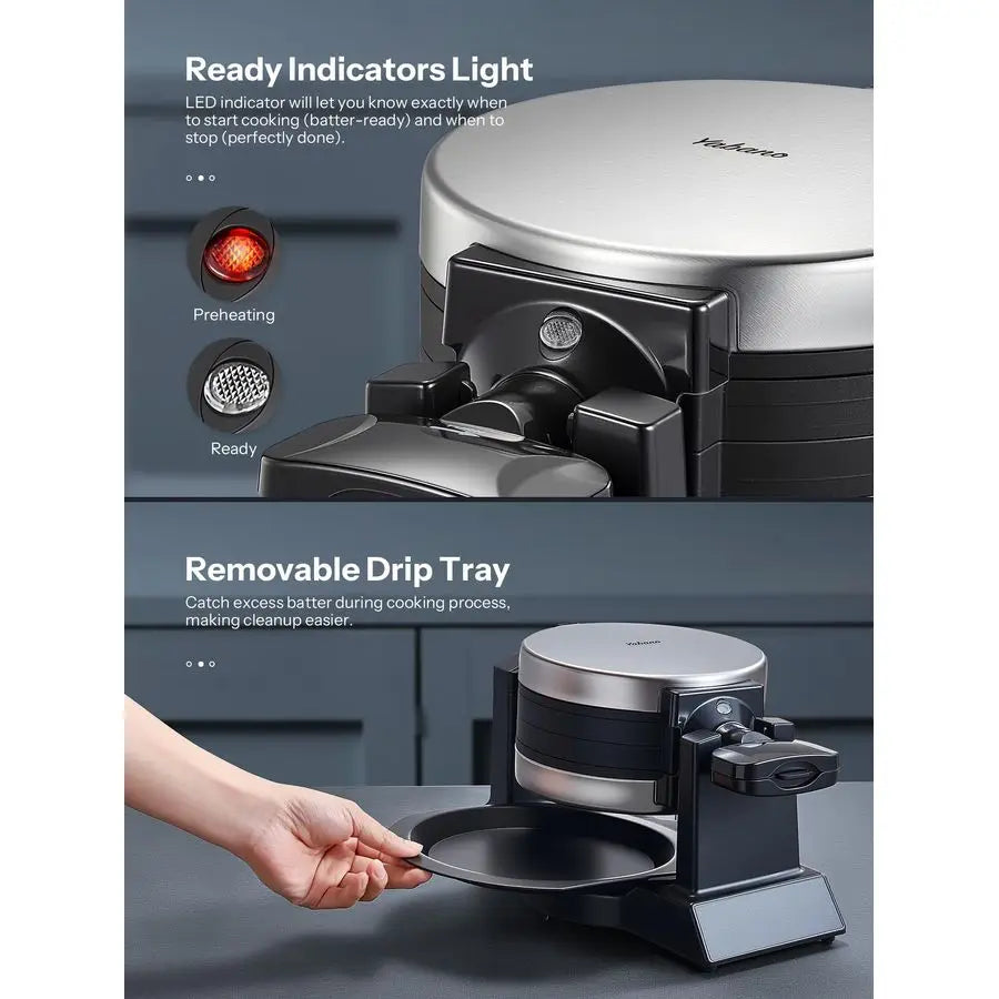 Belgian Waffle Maker Rotating With Double Flip Technology Nonstick