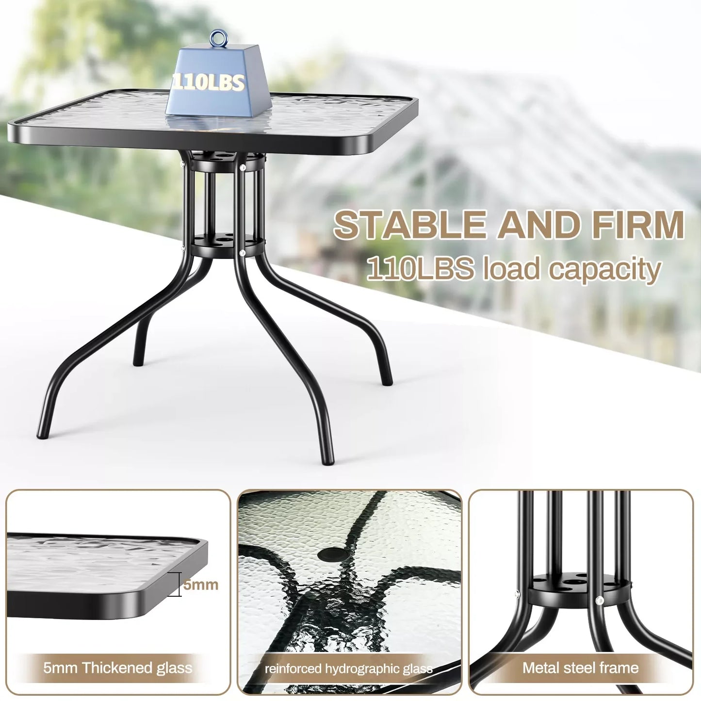 Patio Dining Set 5 Pieces Outdoor Metal Table And Chairs