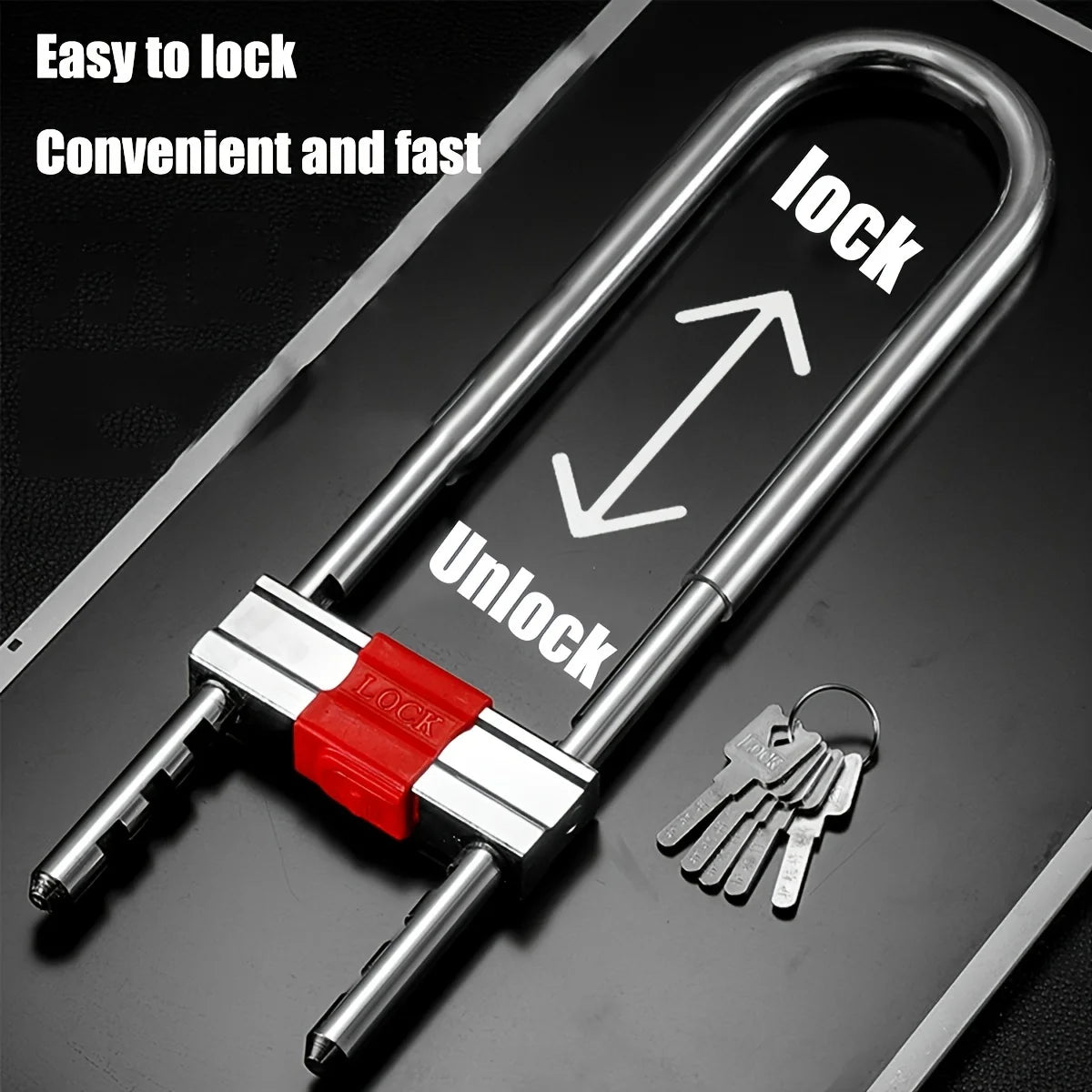 Adjustable U Lock Bicycle Lock With Shackle Indoor Outdoor
