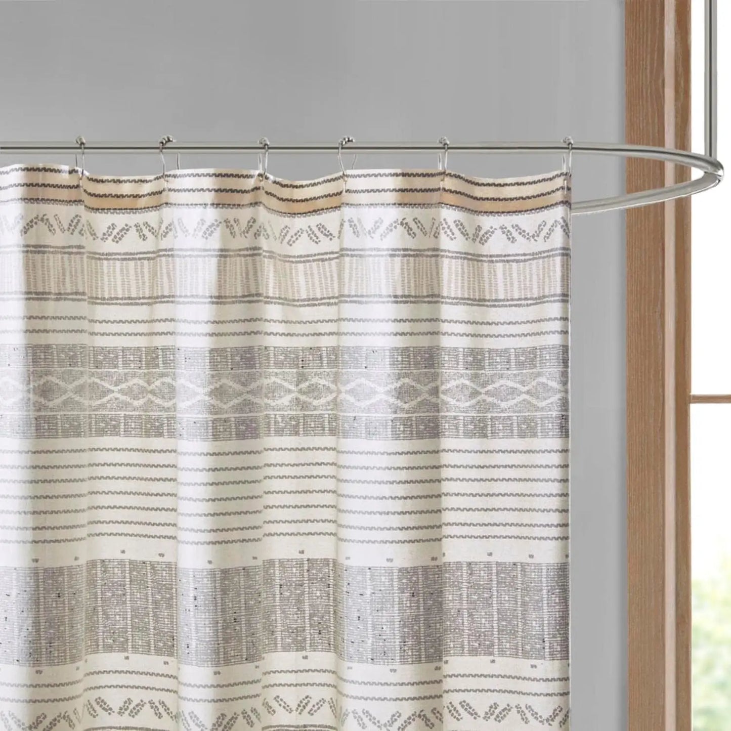 Boho Chic Cotton Shower Curtain With Tassel Trim For Bath