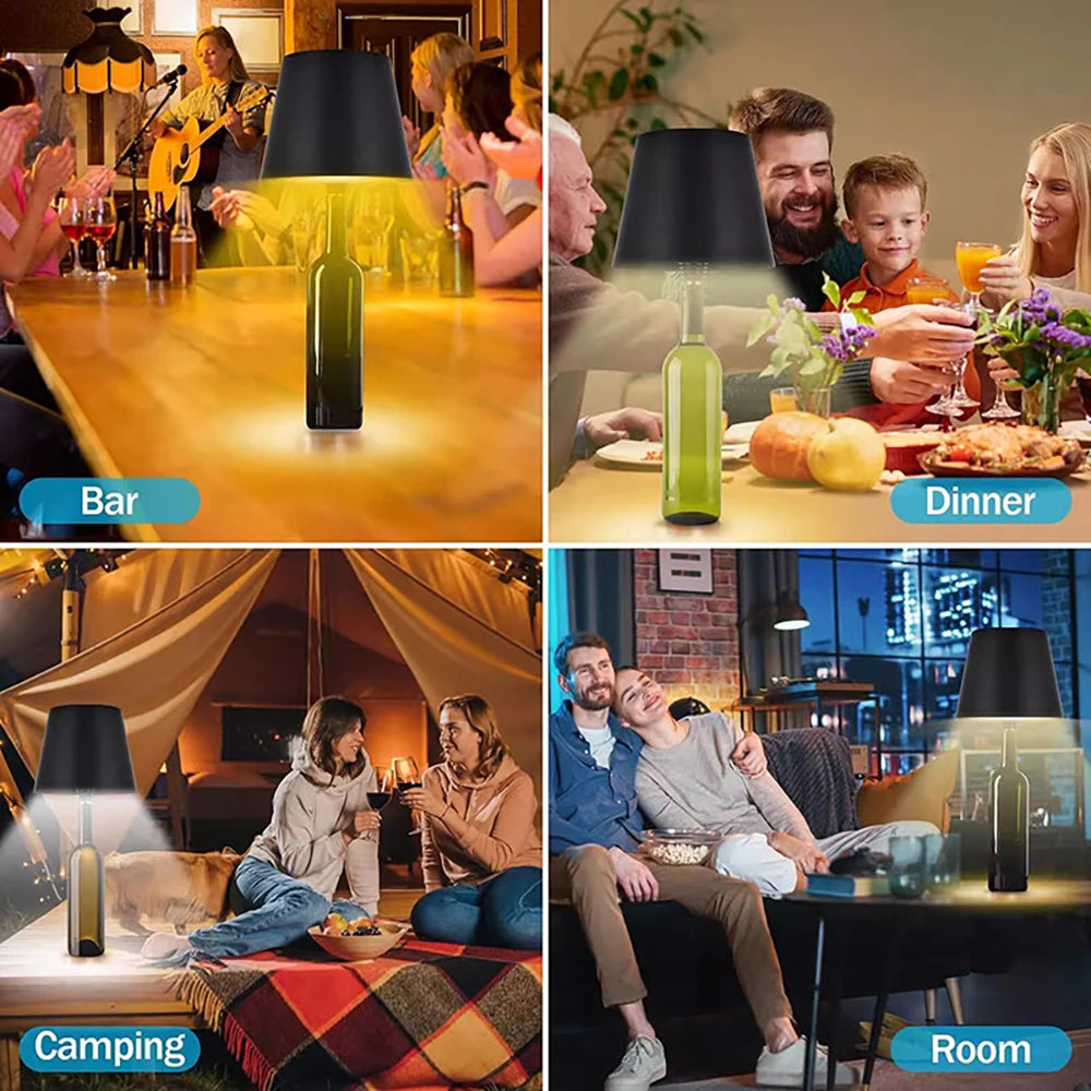 LED Wireless Wine Bottle Table Lamp With Touch Dimming