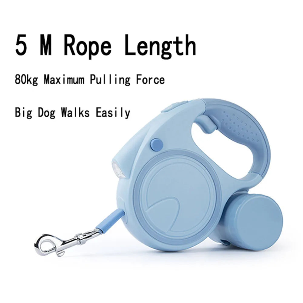 NONECN Led Lights Retractable Dog Leash With Garbage Bag Holder