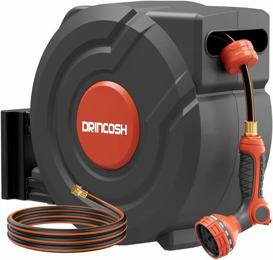 Retractable Garden Hose Reel With Auto Retraction And 180 Swivel