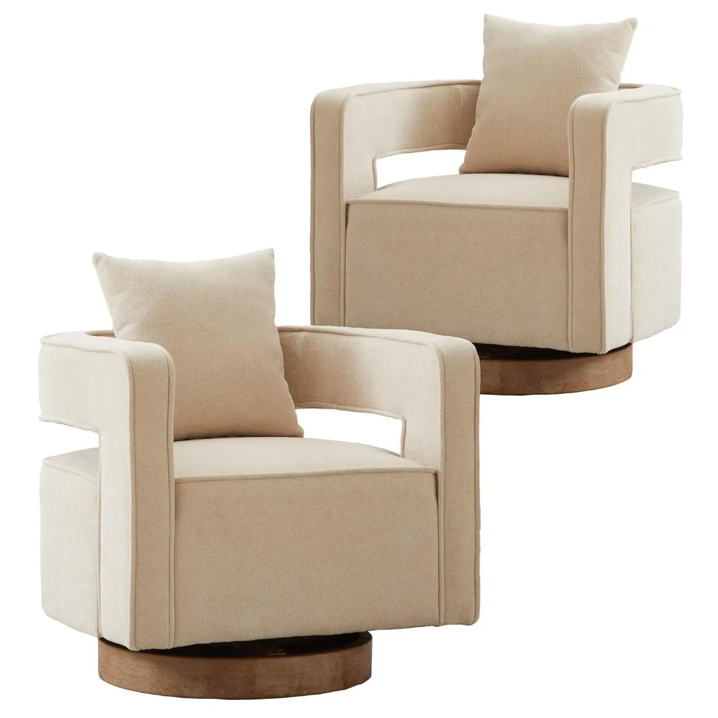 Upholstered Swivel Accent Chair Set Of 2 Open Back Barrel Chair