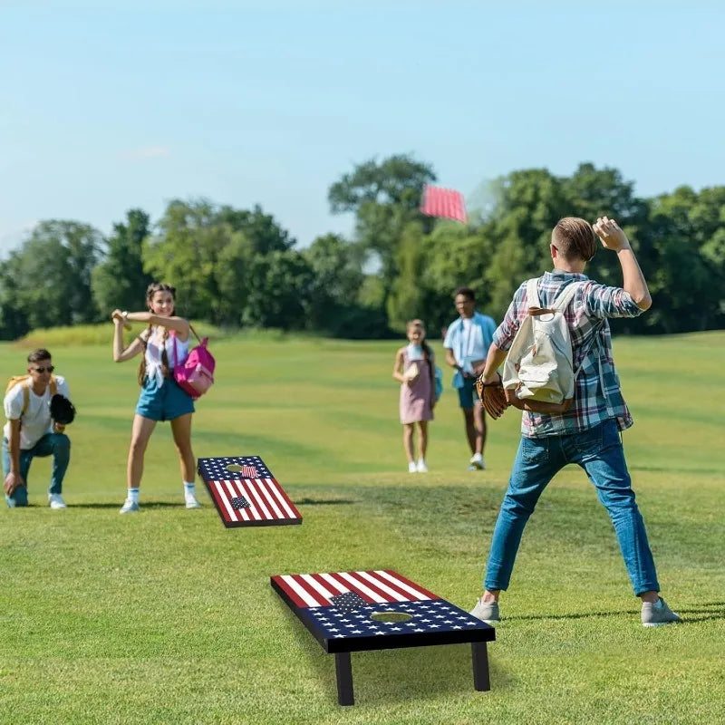 Wood Cornhole Boards Set Indoor Outdoor Game With Carry Case