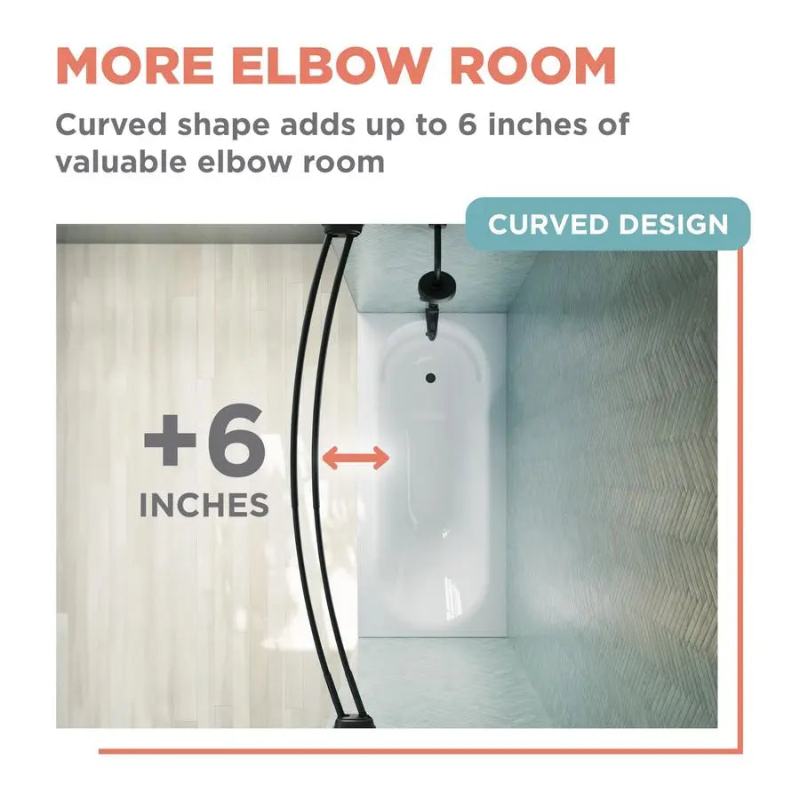 Double Curved Shower Curtain Rod No Drill Rustproof Tension Bathroom