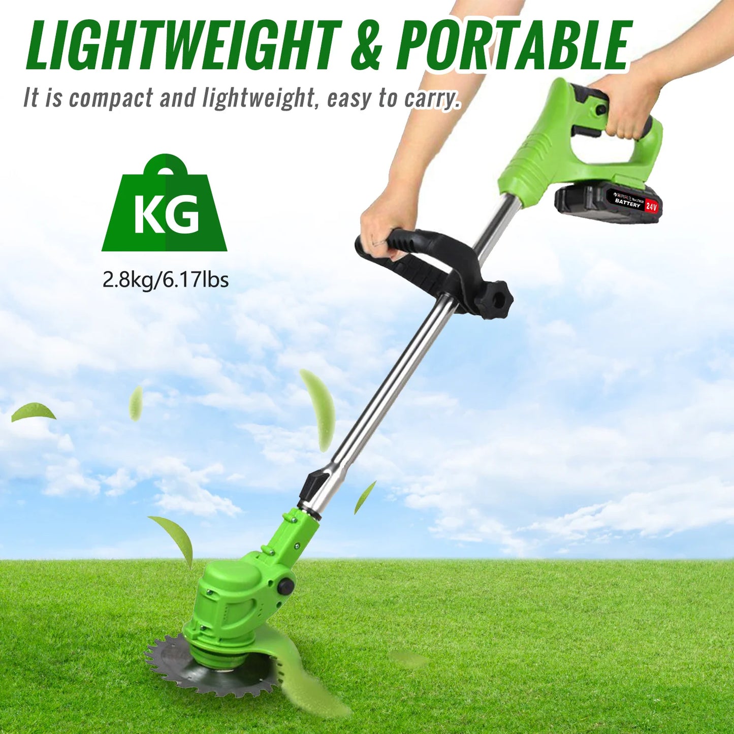 Electric Cordless 2-In-1 Weed Trimmer For Lawn And Garden