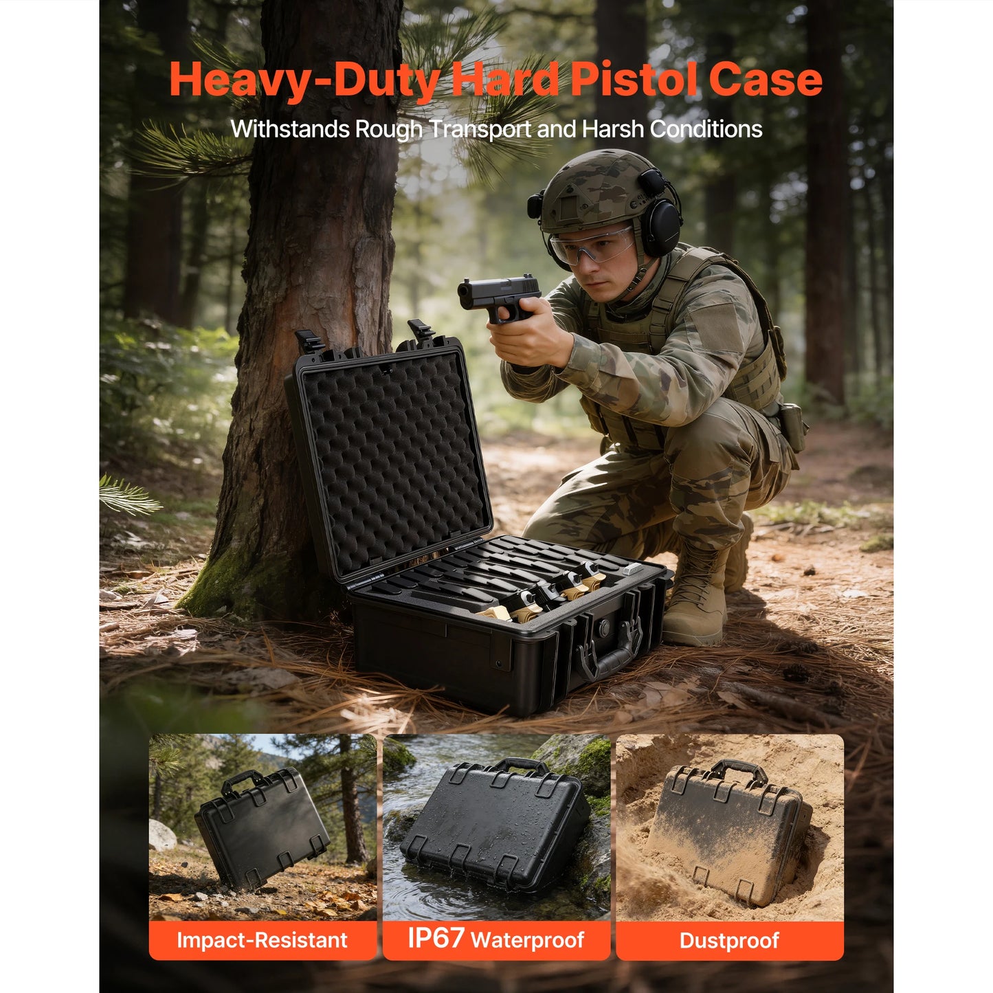 Hard Pistol Case With XPE Foam Lining Waterproof